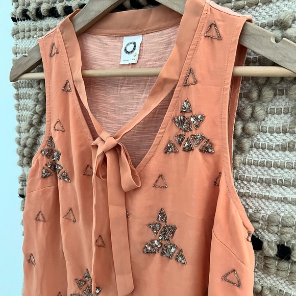 AKEMI + KIN Anthropologie Beaded V Neck Top Blouse - Picture 3 of 9